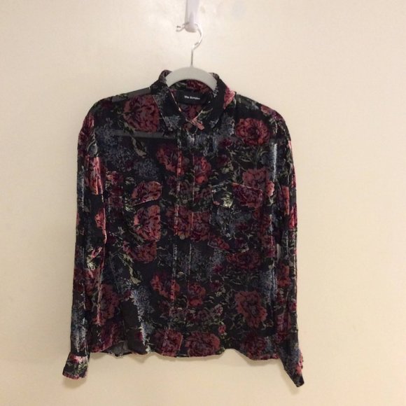 The Kooples Tops - The Kooples Velvet Floral Button Down